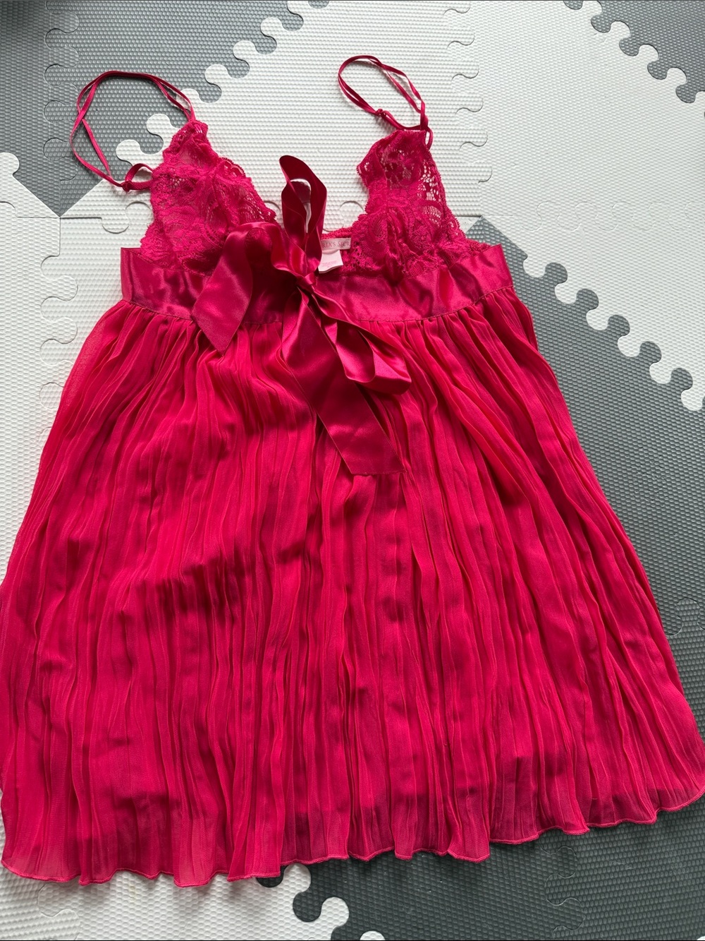 Dark Pink Pleated Babydoll Lingerie - Victorias Secret
